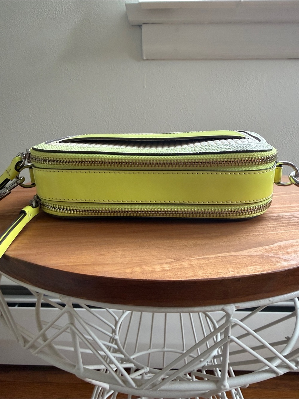 Tory Burch Lime Green Raffia Crossbody Camera Bag with Braided Strap - Picture 3 of 11